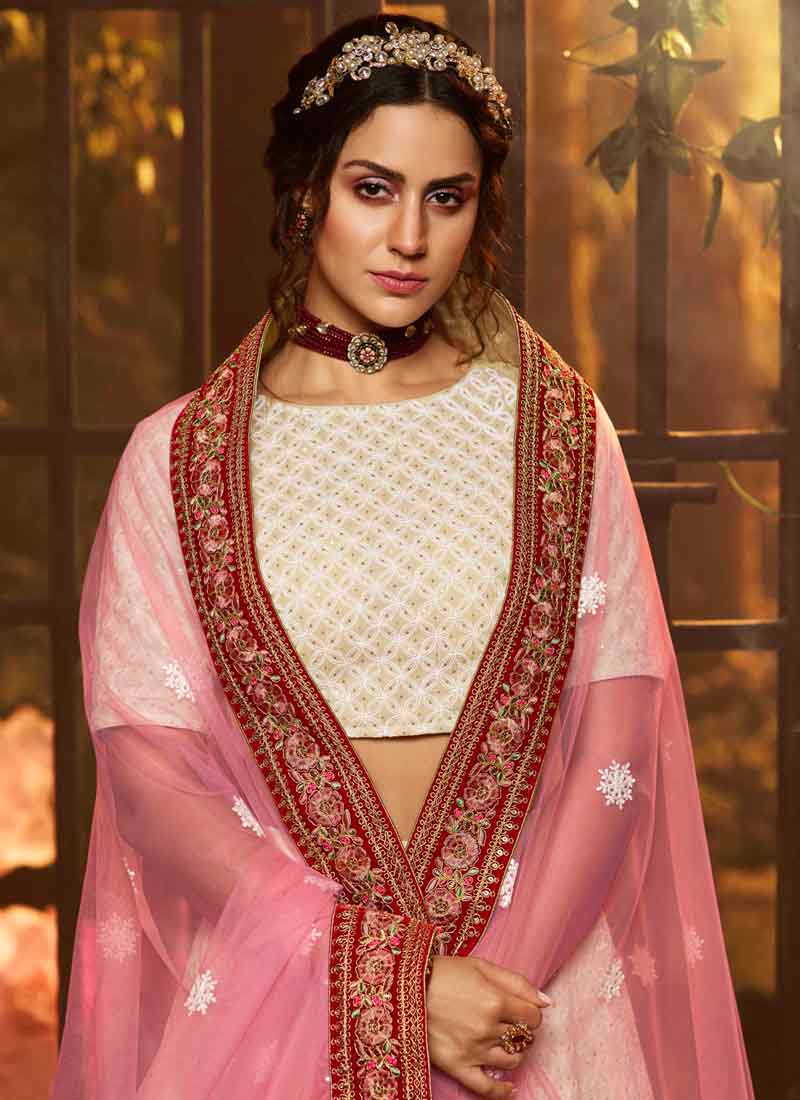 White Color Dori And Sequin Work Georgette Base Soft Net Lehenga Choli