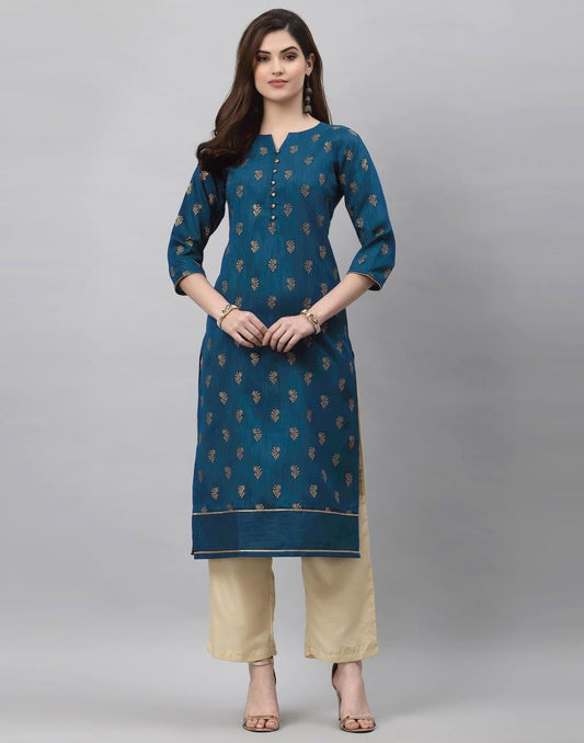 Teal Printed Kurti