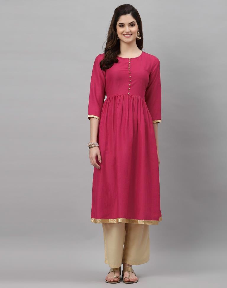 Rani Pink Solid Kurti