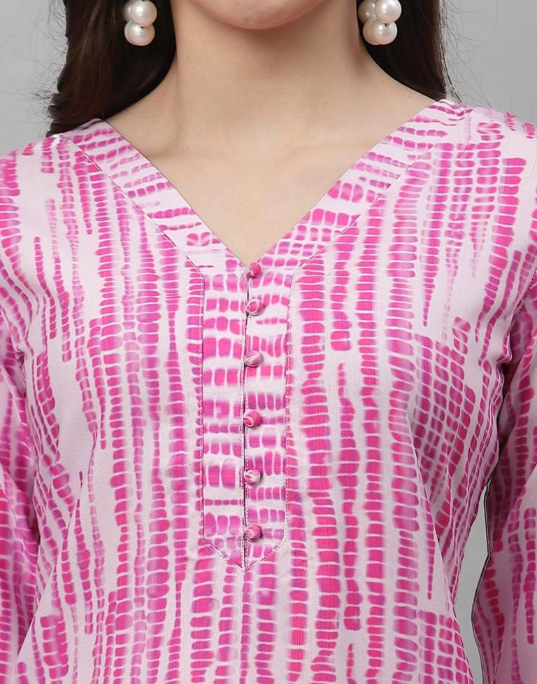 White& Pink Printed Kurti