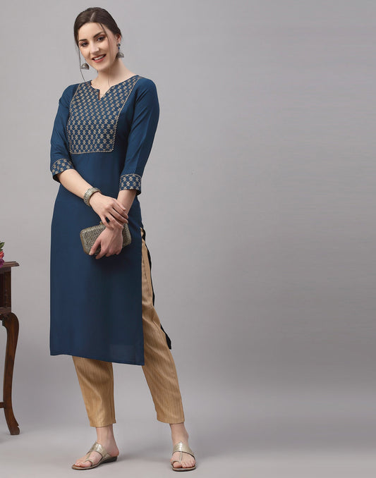 Teal Printed Kurti