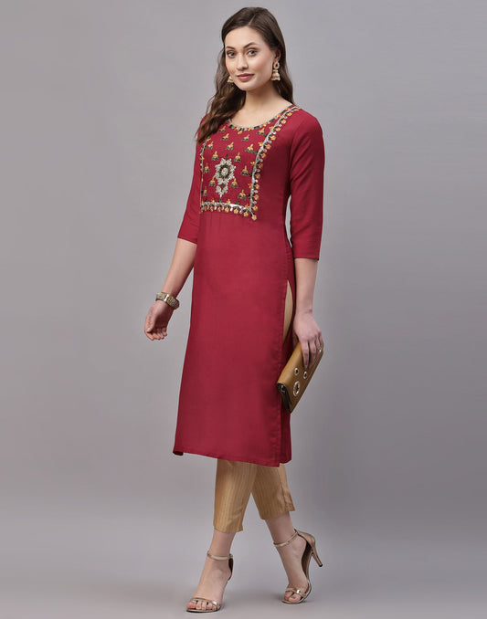 Red Embroidered Kurti