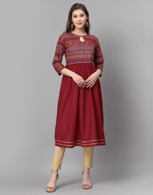 Reddish Brown Flared Kurti