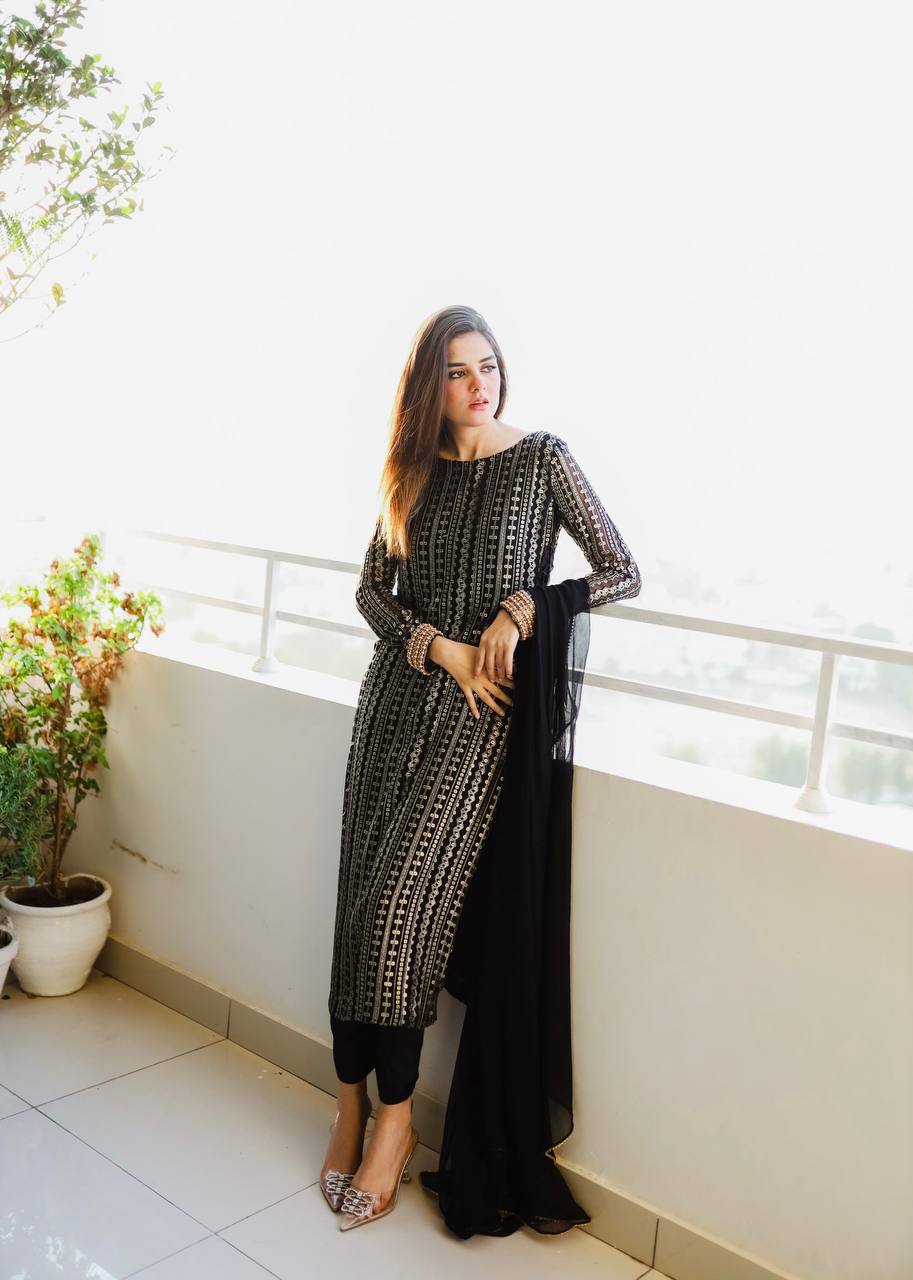 Wedding Wear Black Color Sequence Work Salwar Suit