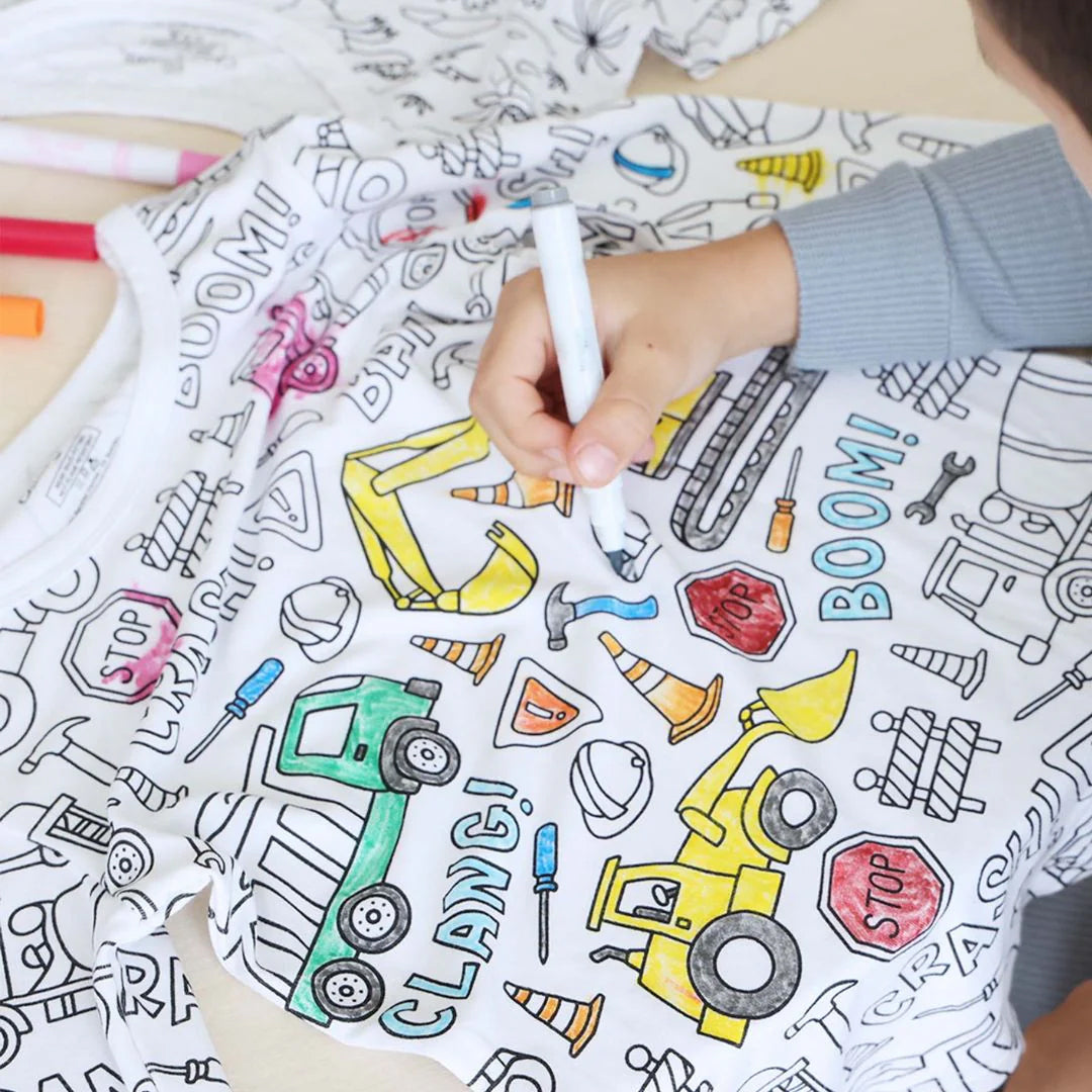 Magic coloring pajama set top bottom 12 washable markers for kids