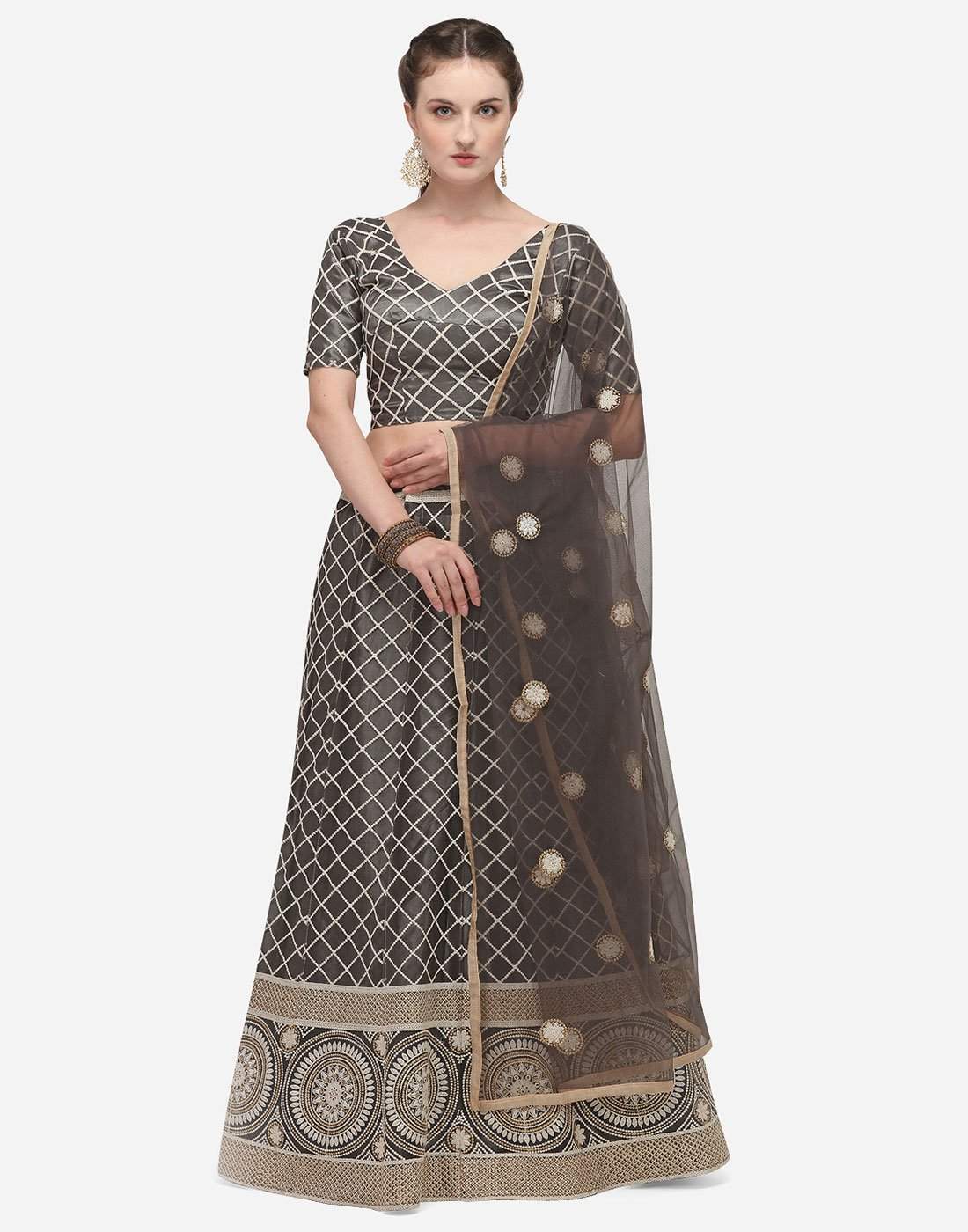 Grey Color Lucknow Work Lehenga Choli