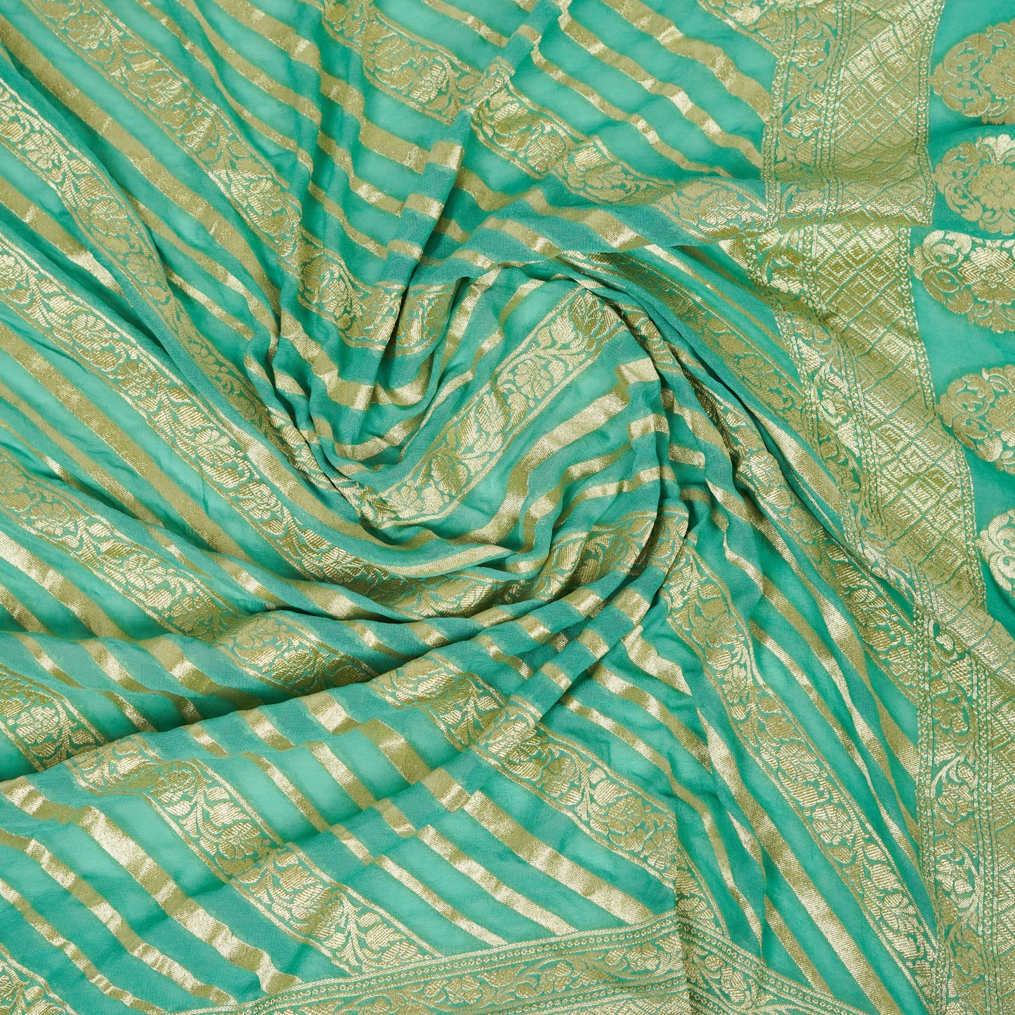 Aqua Light Green - Pure Georgette Banarasi Dupatta