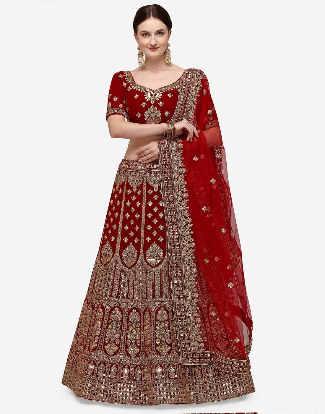Heavy Bridal Lehenga Choli with Dual Sandwich Sequins Work