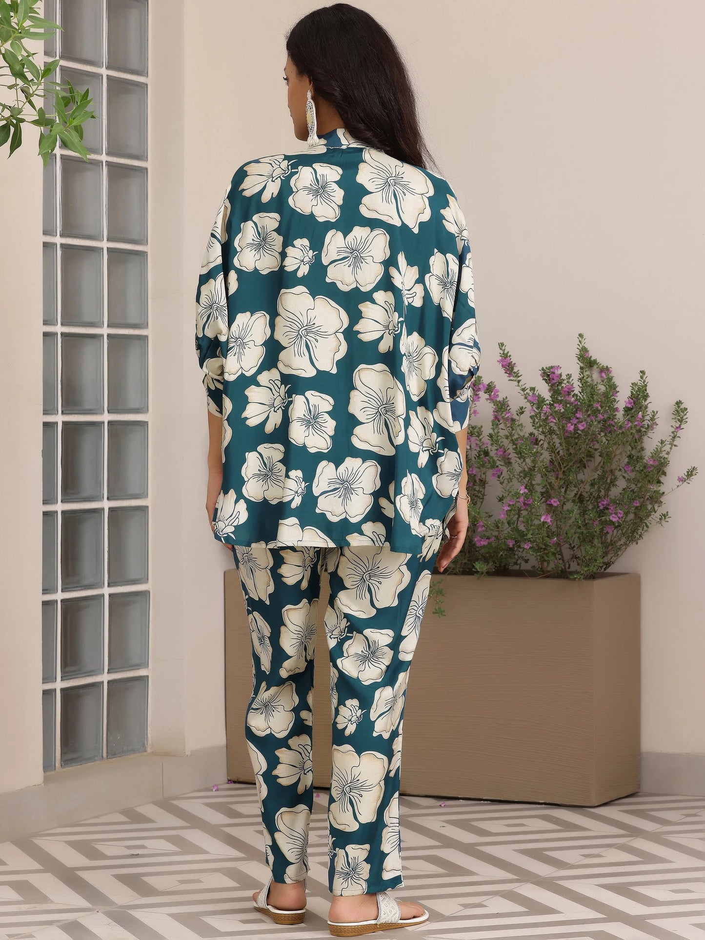Gerua Blue Printed Silk Blend Co-Ords