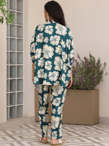 Gerua Blue Printed Silk Blend Co-Ords