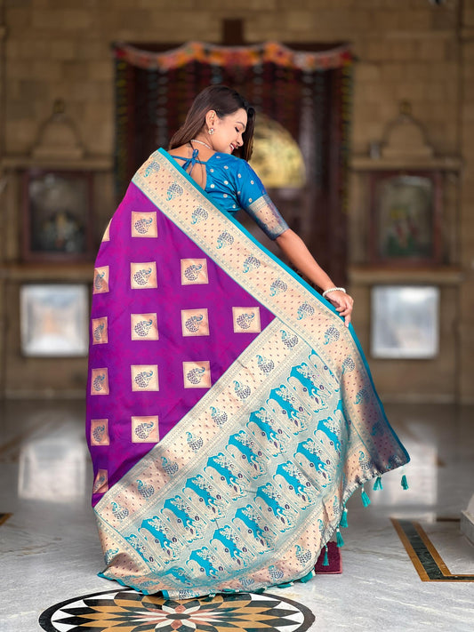 Premium Purple Banarasi Silk Saree for Women