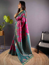 Deep Pink Soft Silk Butta Weaving Saree