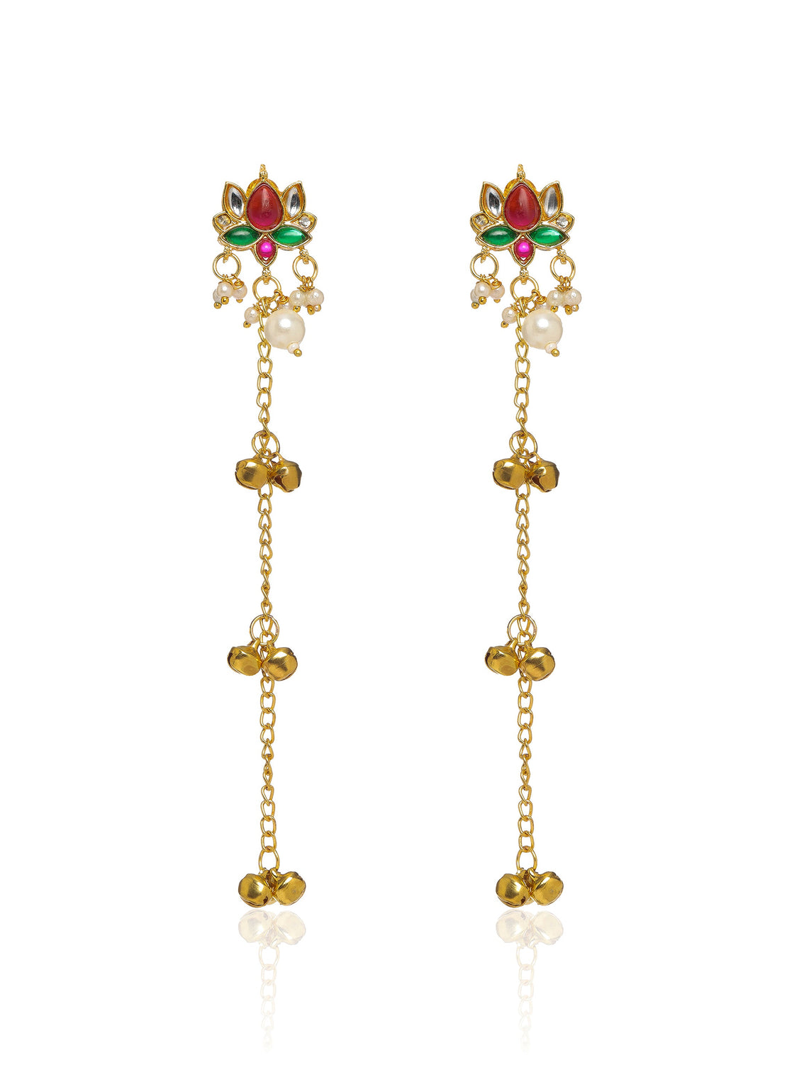 Mameraa Long Chain Kashmiri Ghungroo Earrings