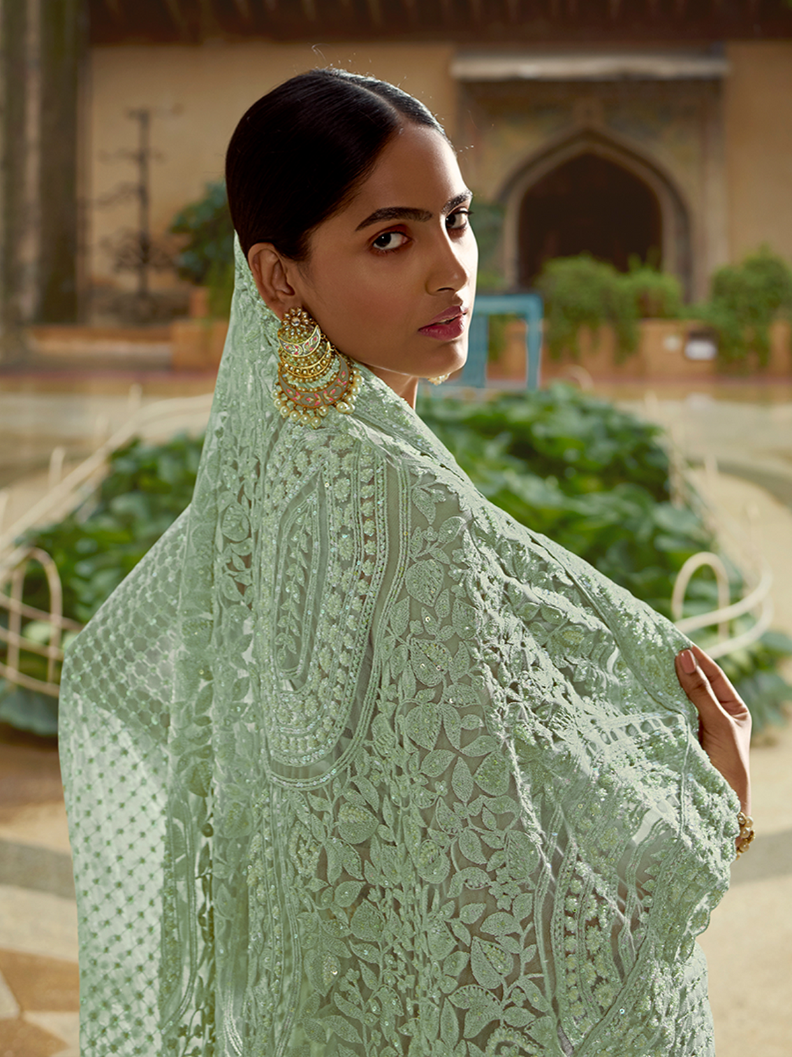 Green Soft Net Saree With Unstitched Blouse