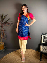Soft Dola Silk V Scallop Neck Kurti