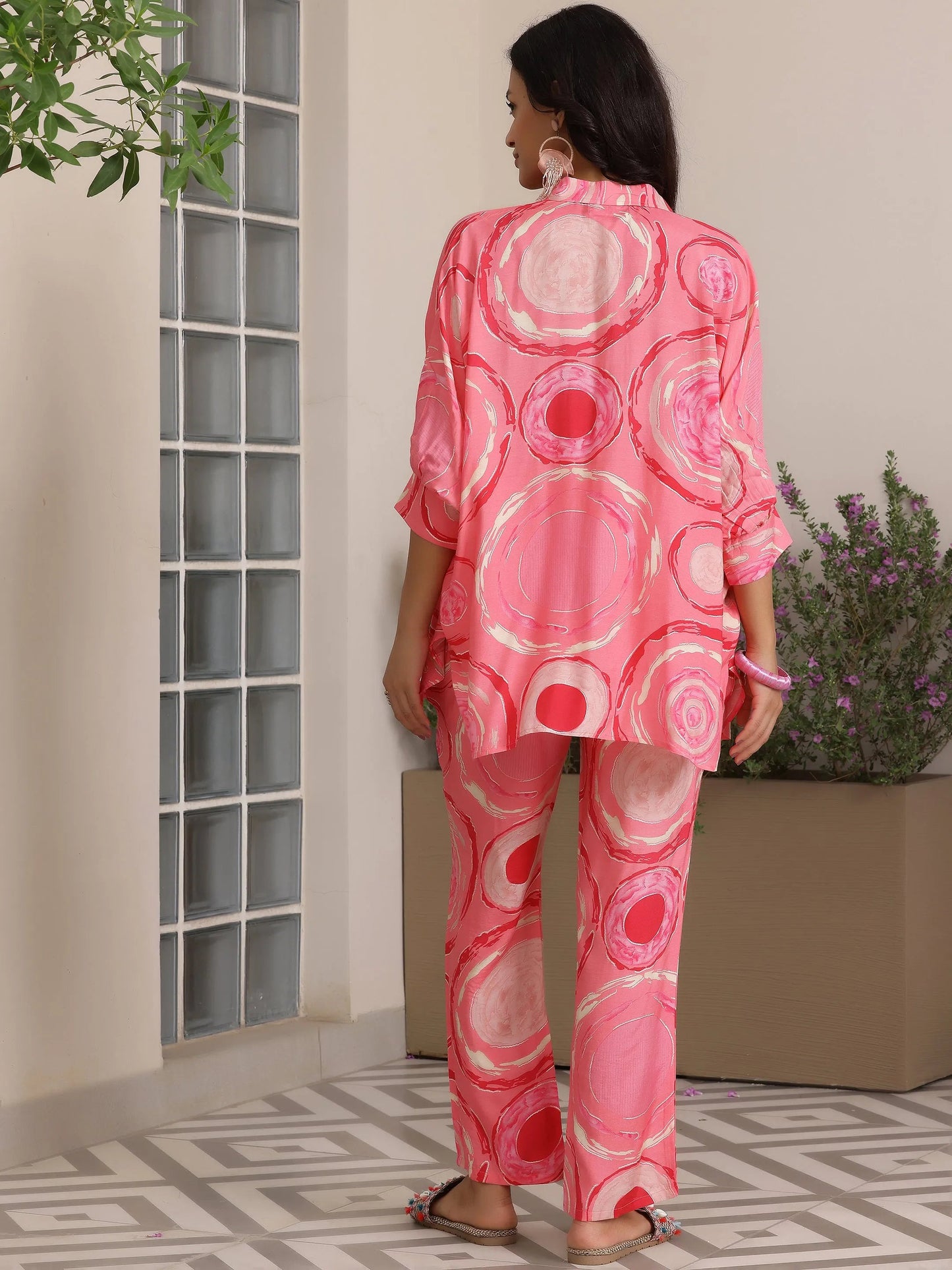 Gerua Pink Printed Silk Blend Co-Ords