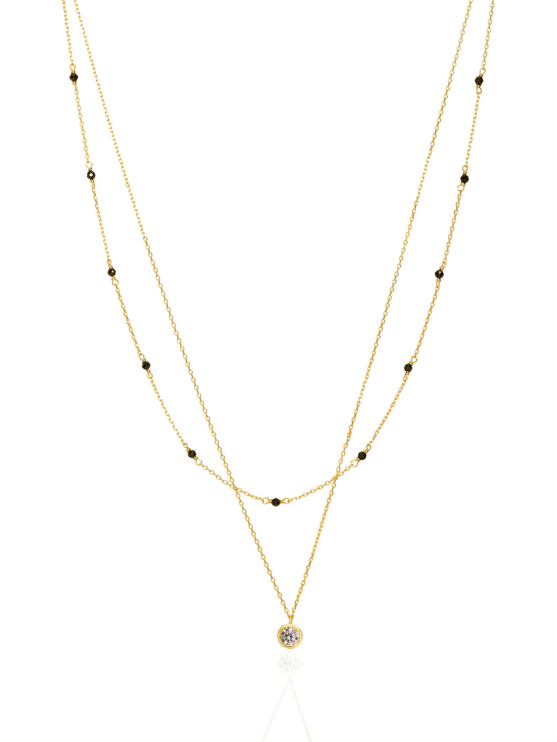 Mameraa Double-Layered Pearl Pendant 18K Gold Plated Mangalsutra