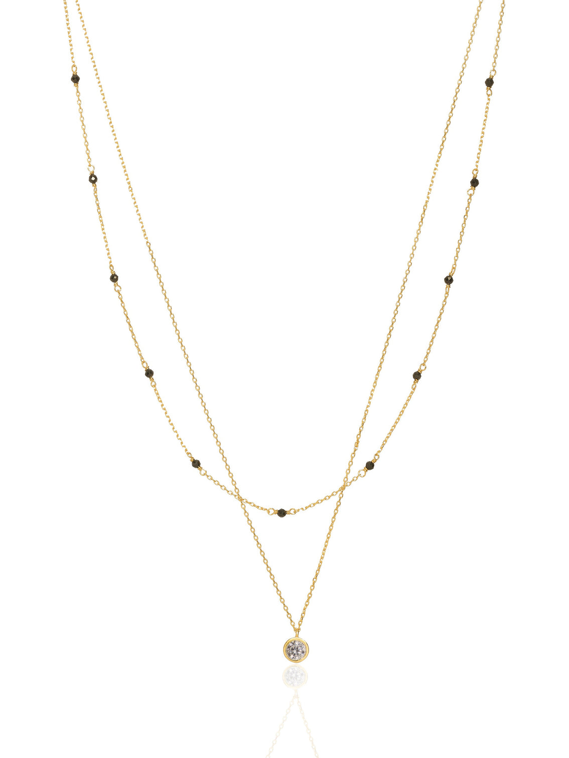 Mameraa Double-Layered Pearl Pendant 18K Gold Plated Mangalsutra