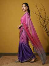 Fendy Satin Designer Saree with Gotapatti Work and Cutwork Piping Border Party Wedding Wear Saree