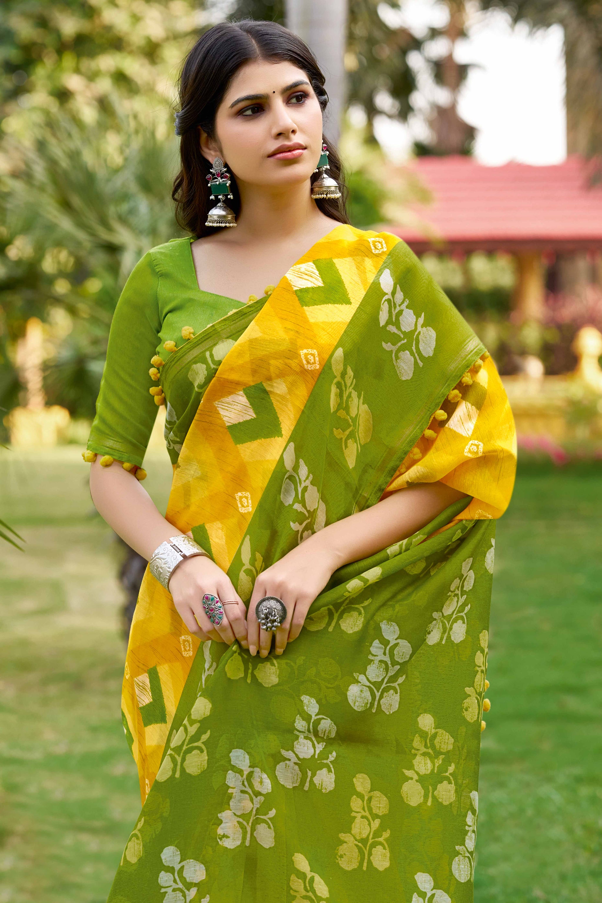 Casual Yellow Floral Print Saree in Lightweight Pure Mul Cotton