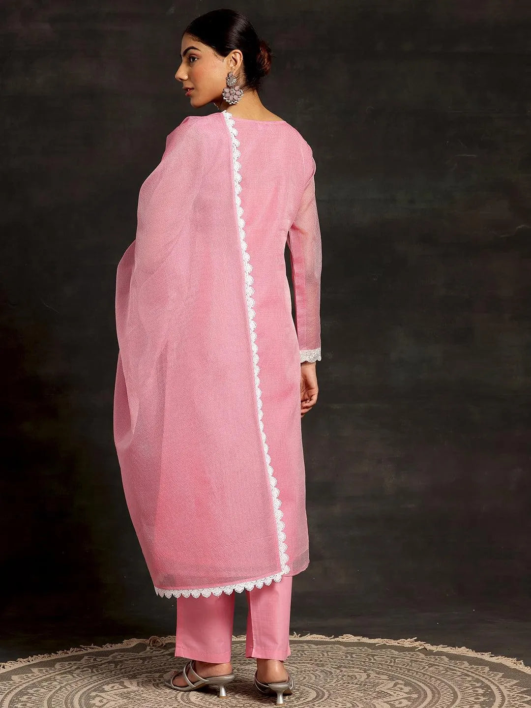 Libas Pink Embroidered Cotton Pakistani Suit
