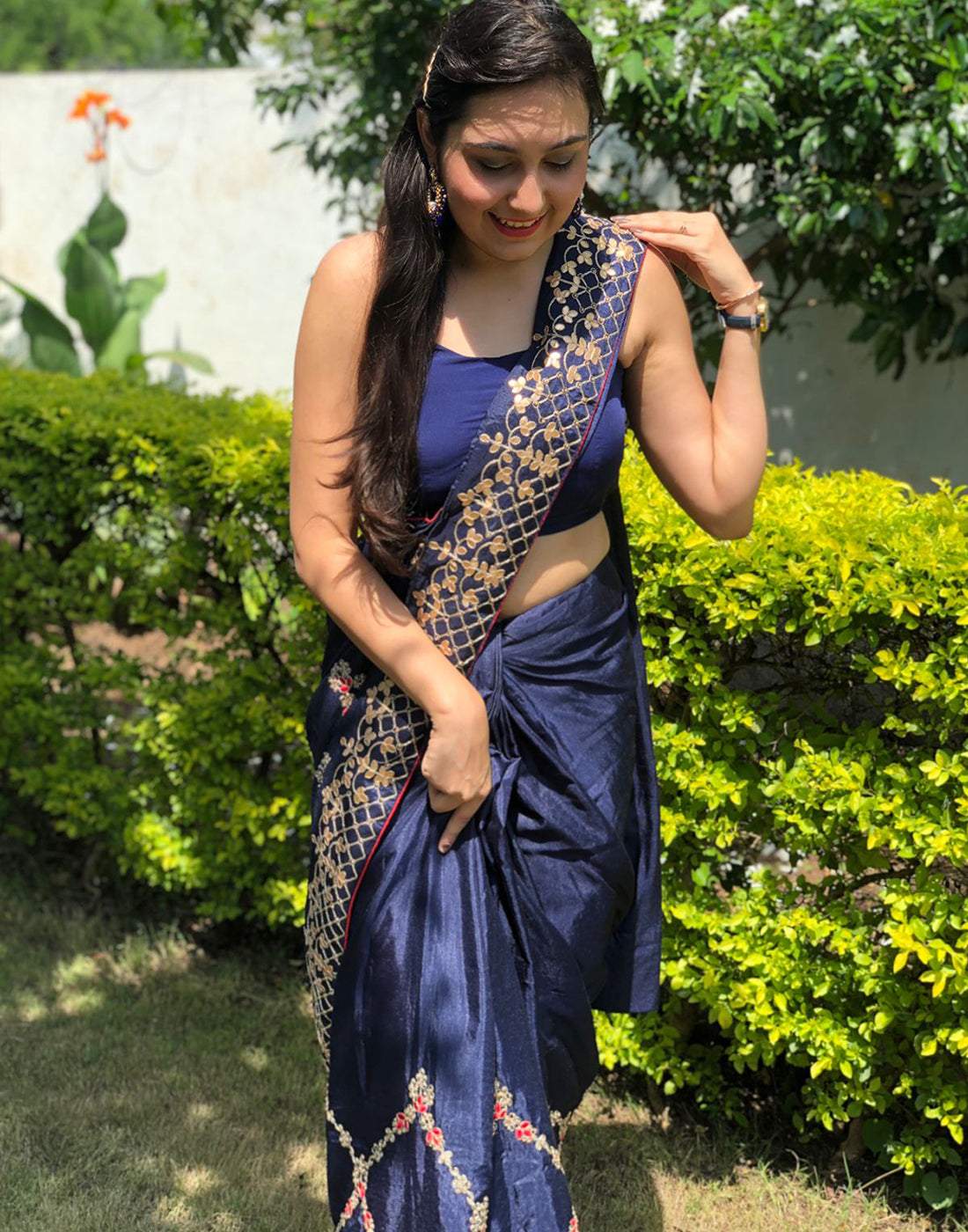 Kasab Silk Saree with Beautiful Embroidery Jaipuri with Ceramic Pearl and Silk Blouse for Wedding