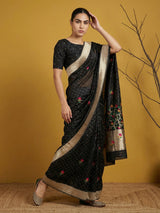 Soft Organza Meenakari Woven Saree with Jamdani Zari Pallu and Brocade Blouse Festive Wedding Party Wear Saree