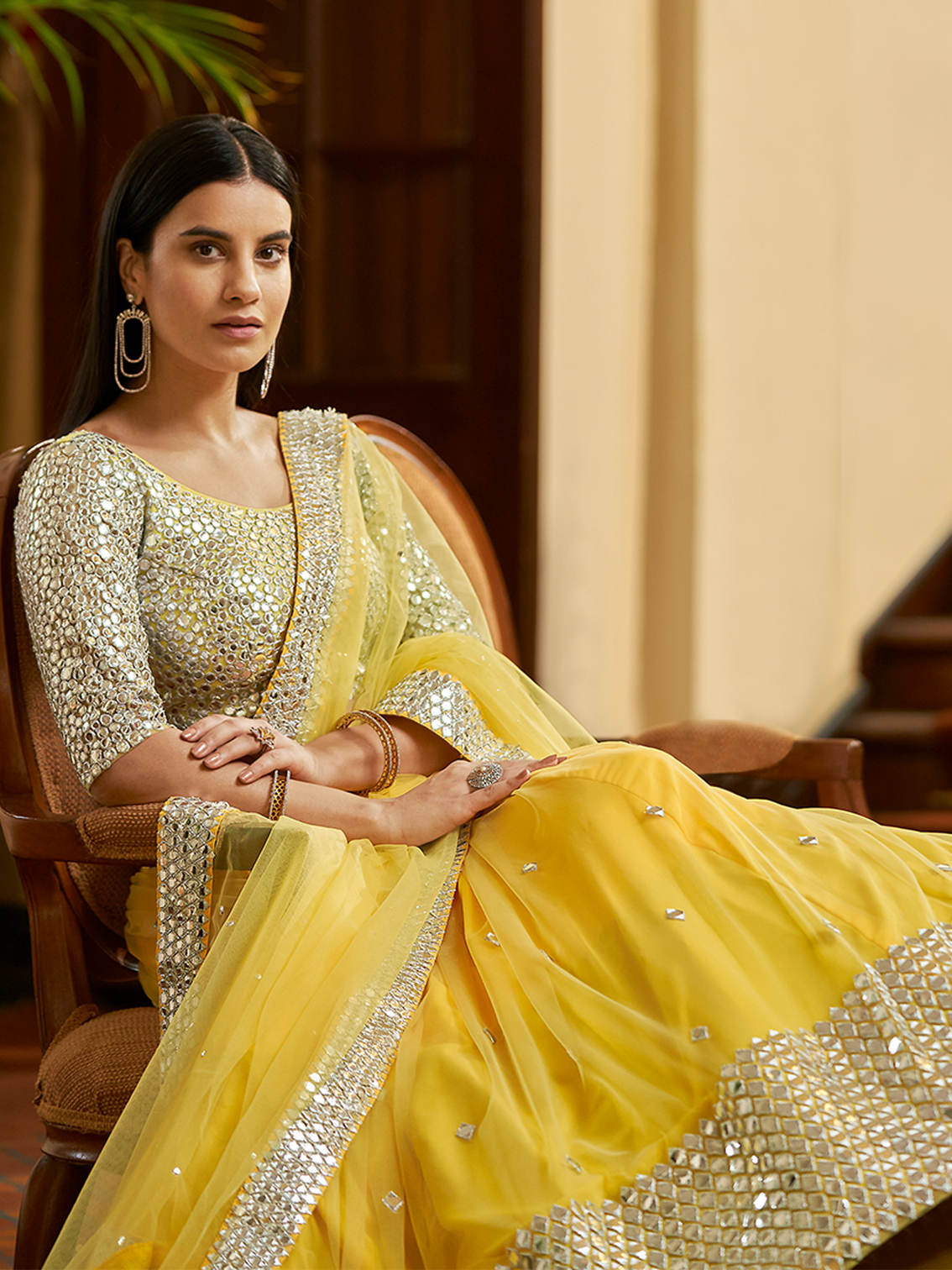 Yellow Soft Net Semi Stitched Lehenga With Unstitched Blouse