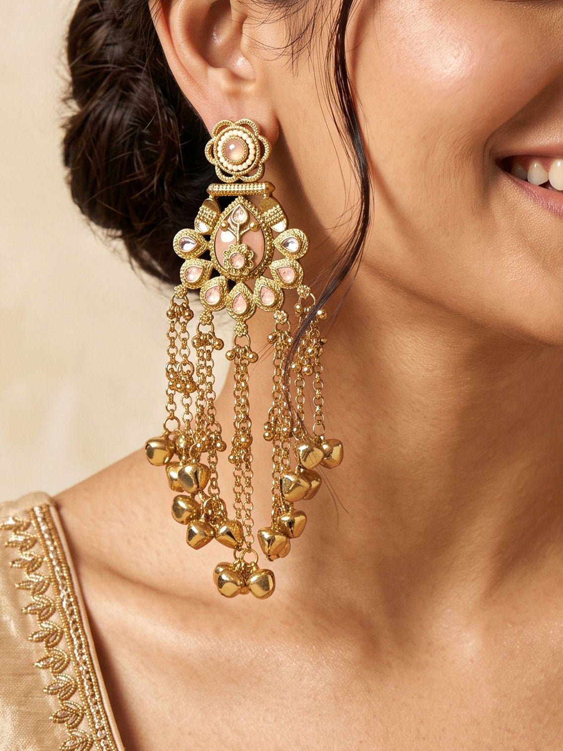 Mameraa Multicolour Dangling Ghungroo Earrings