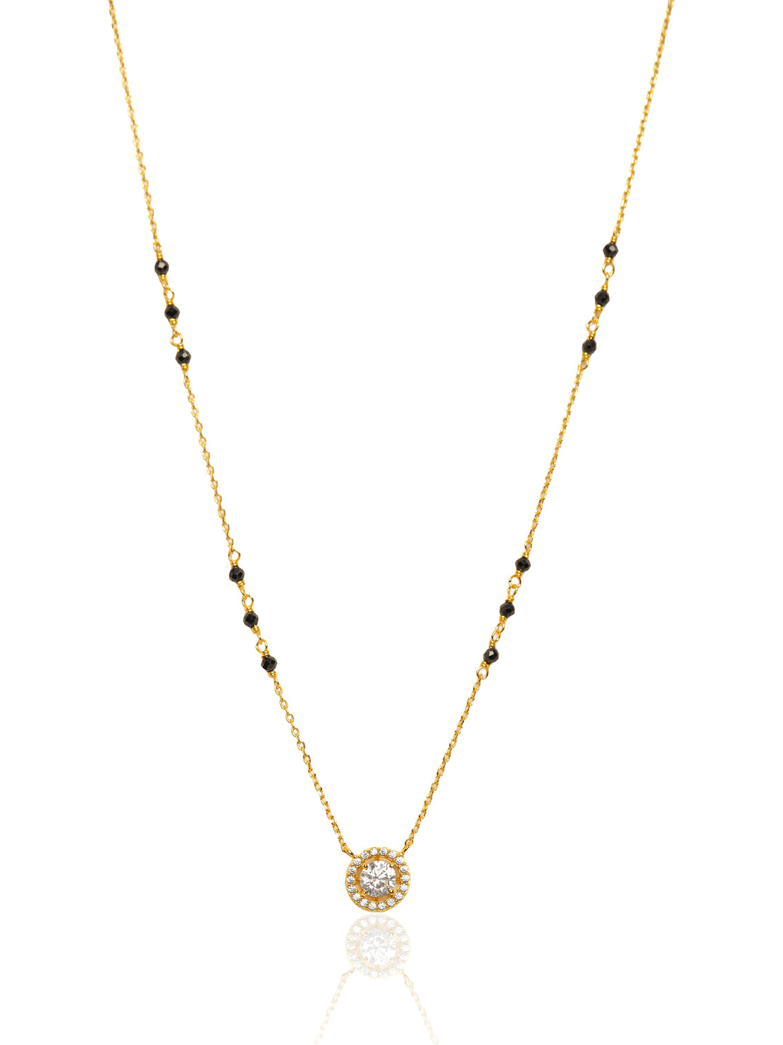 Mameraa Stone Pendant 18K Gold-Plated Mangalsutra