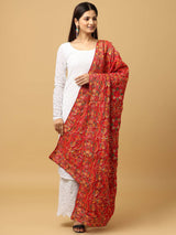 Red Traditional Floral Pashmina Dupatta