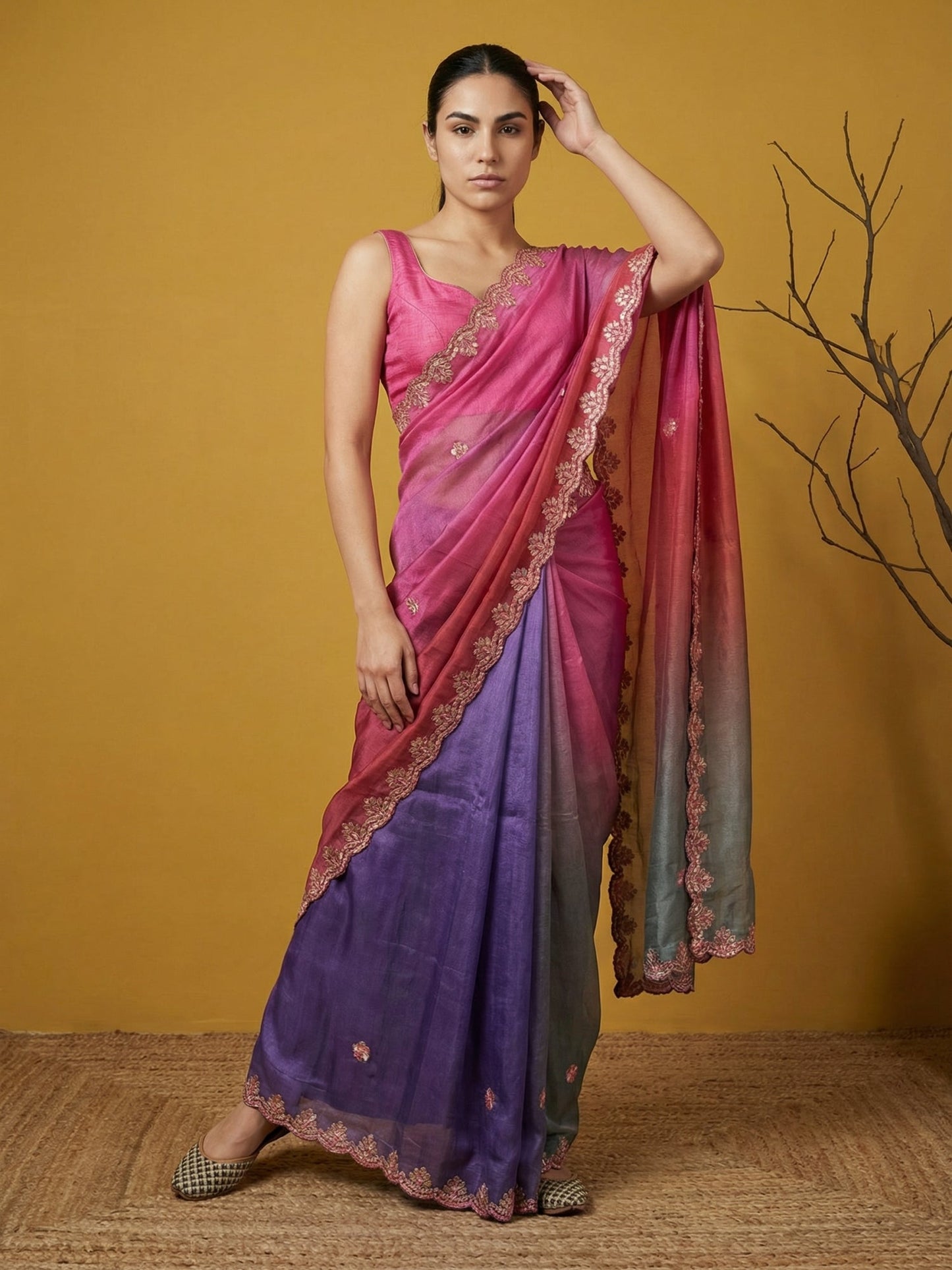 Fendy Satin Designer Saree with Gotapatti Work and Cutwork Piping Border Party Wedding Wear Saree