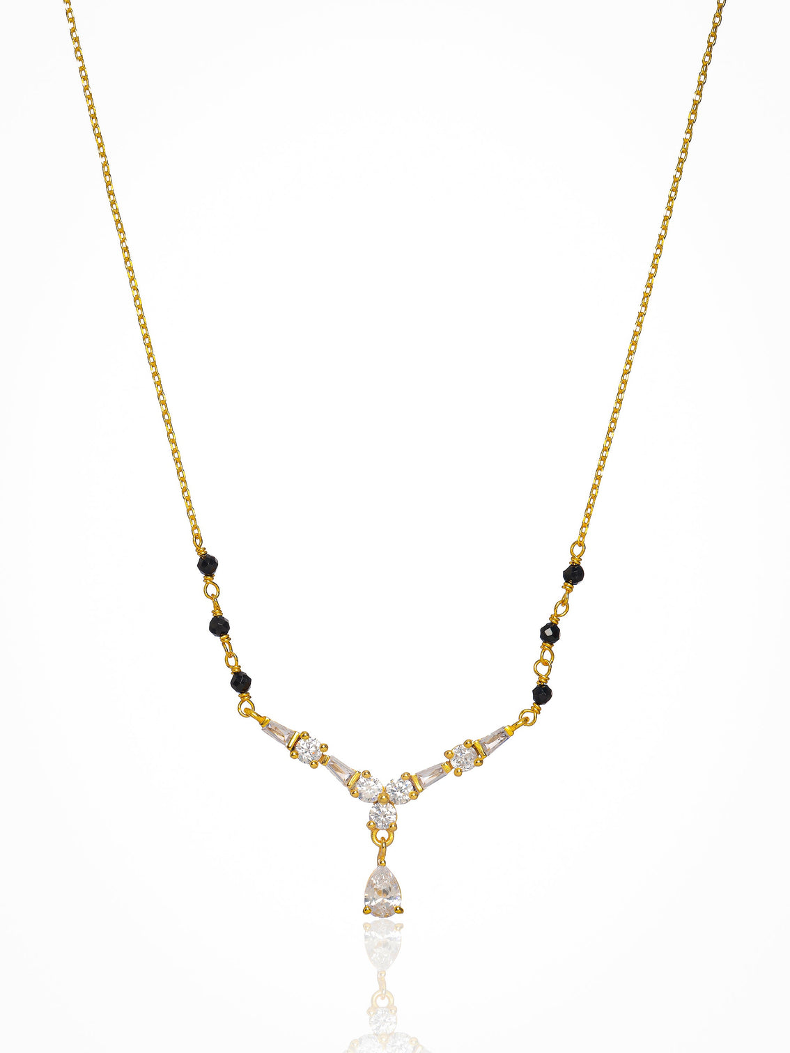 Mameraa Tear Drop Design 18K Gold Plated Mangalsutra