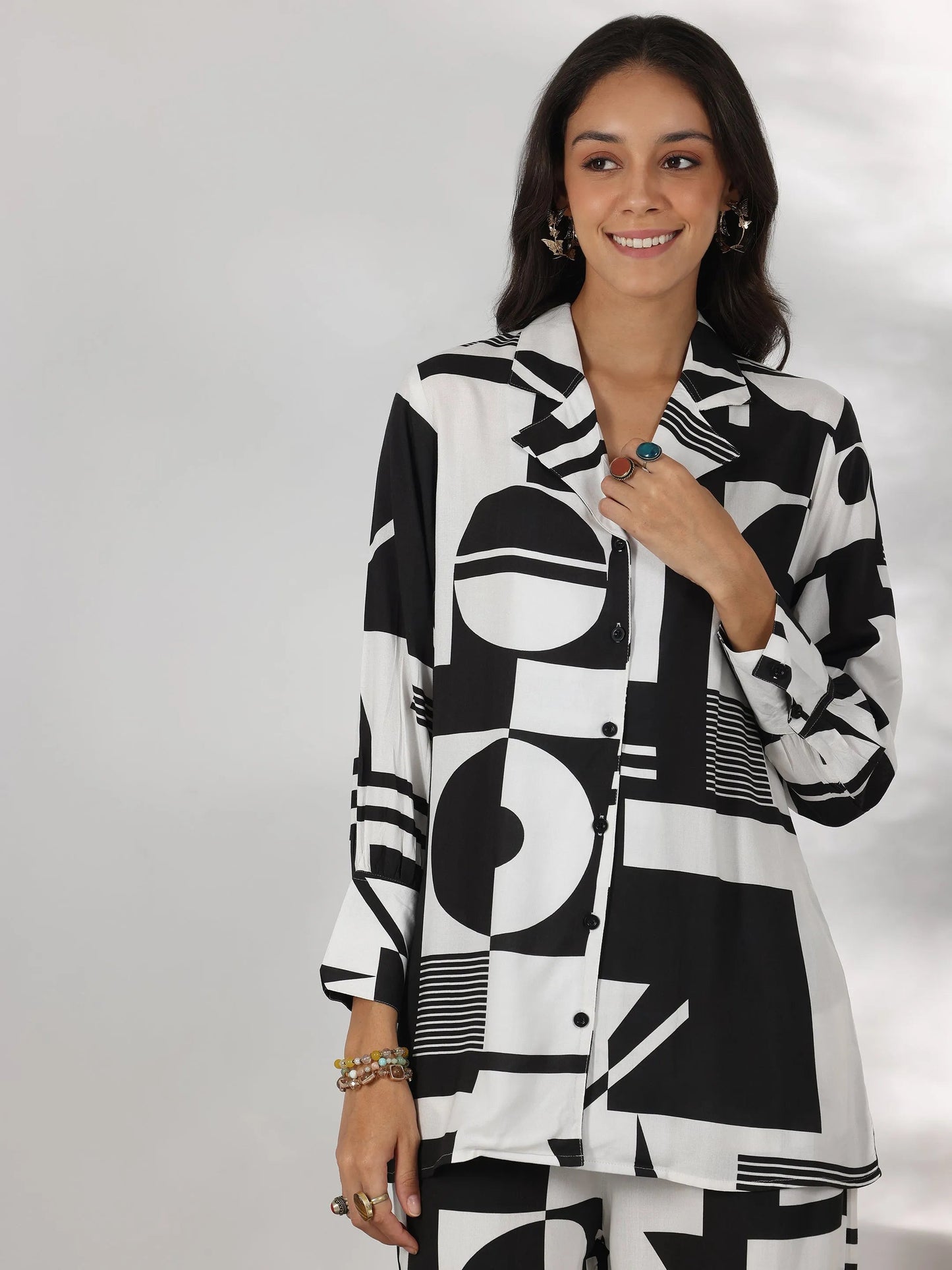 Gerua White Printed Rayon Co-Ords