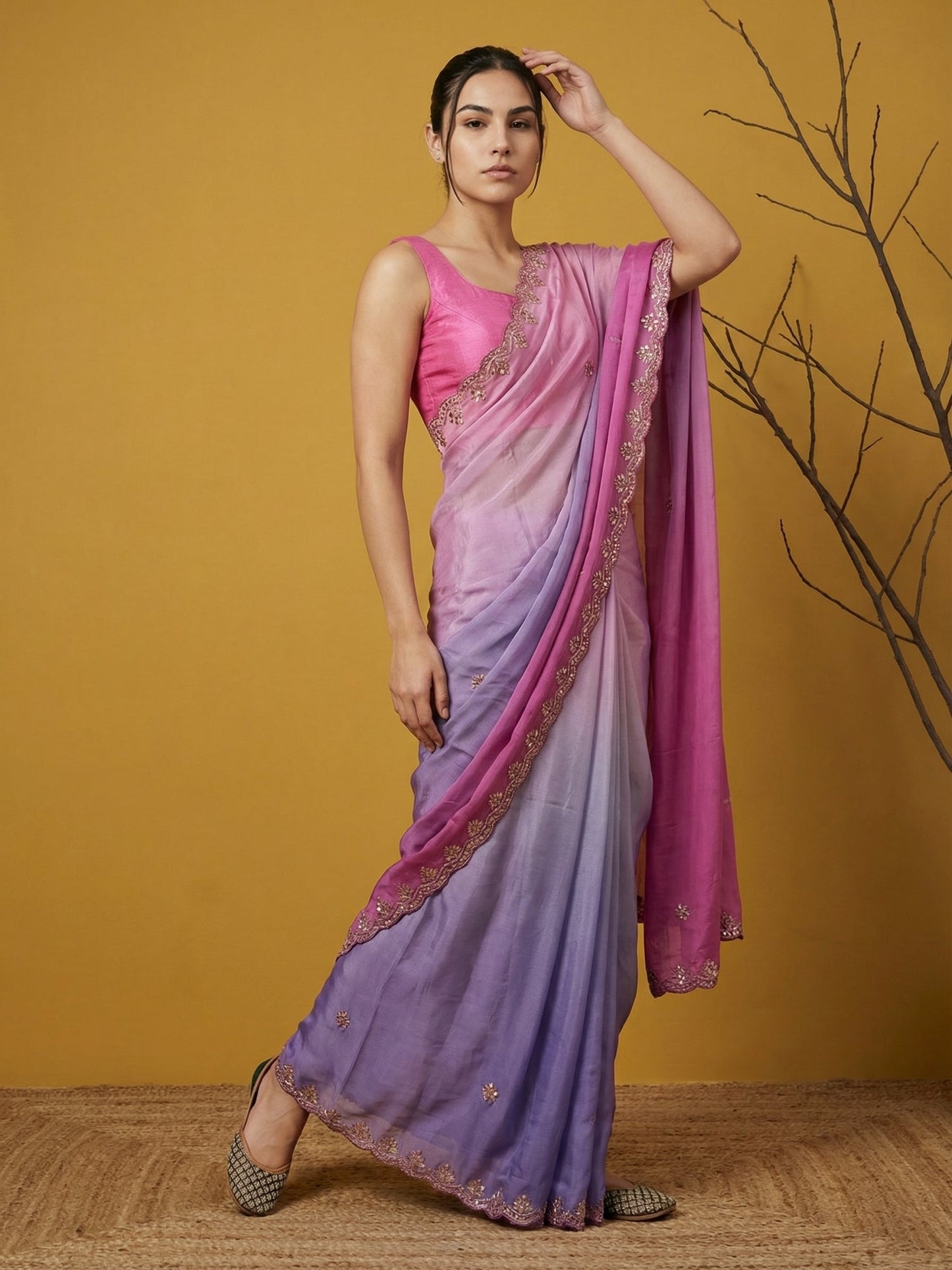 Fendy Satin Designer Saree with Gotapatti Work and Cutwork Piping Border Party Wedding Wear Saree