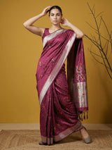 Soft Organza Meenakari Woven Saree with Jamdani Zari Pallu and Brocade Blouse Festive Wedding Party Wear Saree