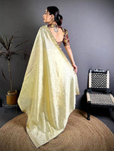 Classic Contrast Printed Blouse Silk Saree