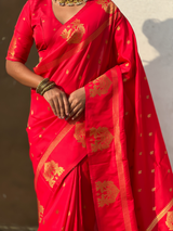 Red Soft Silk Traditional Zari Woven Saree