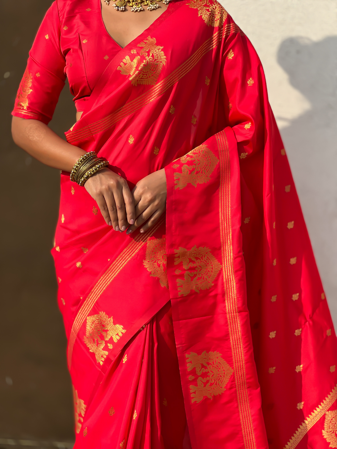 Red Soft Silk Traditional Zari Woven Saree
