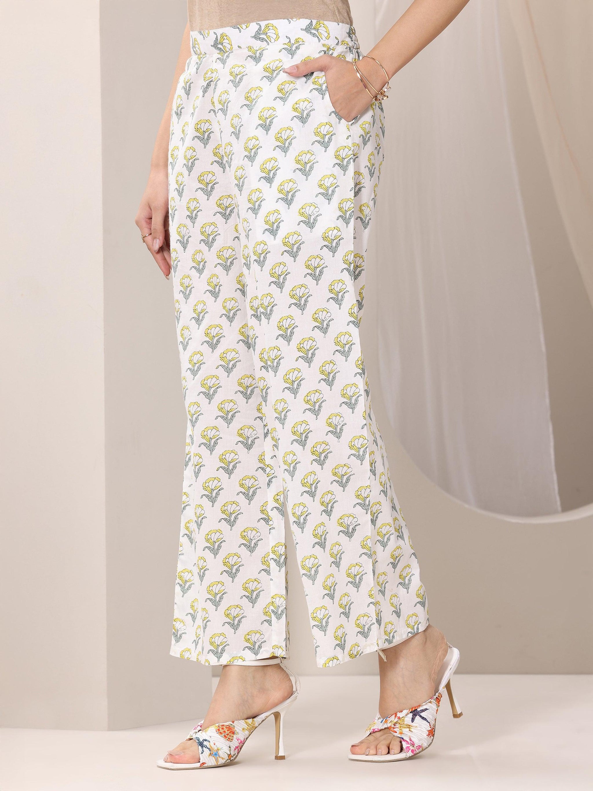 Libas Teal Blue Printed Cotton Straight Suit Set With Dupatta