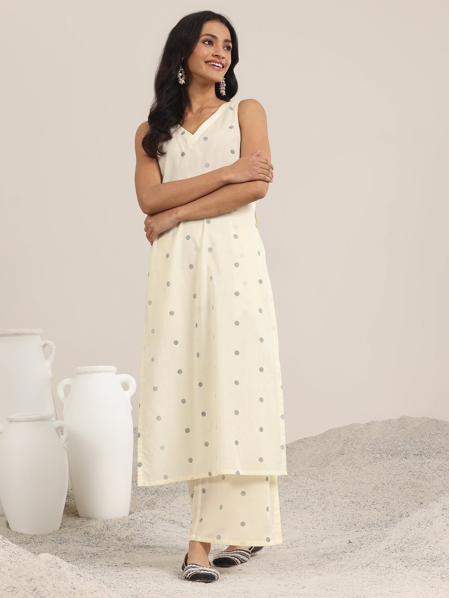 Gerua White Printed Cotton Straight Kurta Set