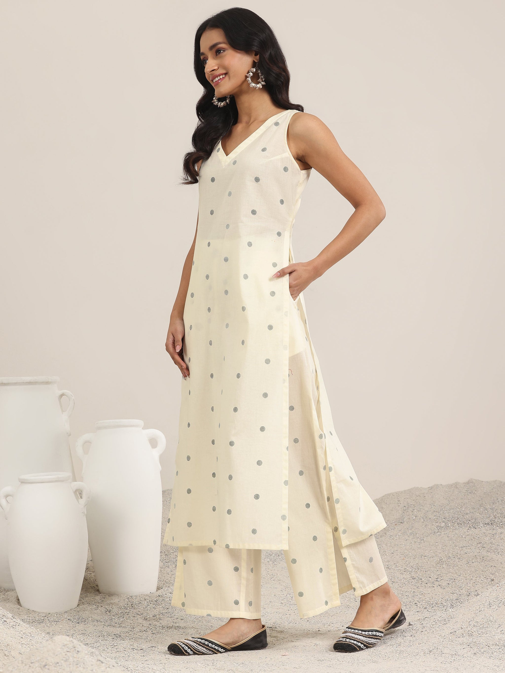 Gerua White Printed Cotton Straight Kurta Set