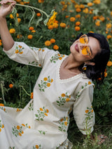 Libas Off white Printed Cotton Straight Kurta Set