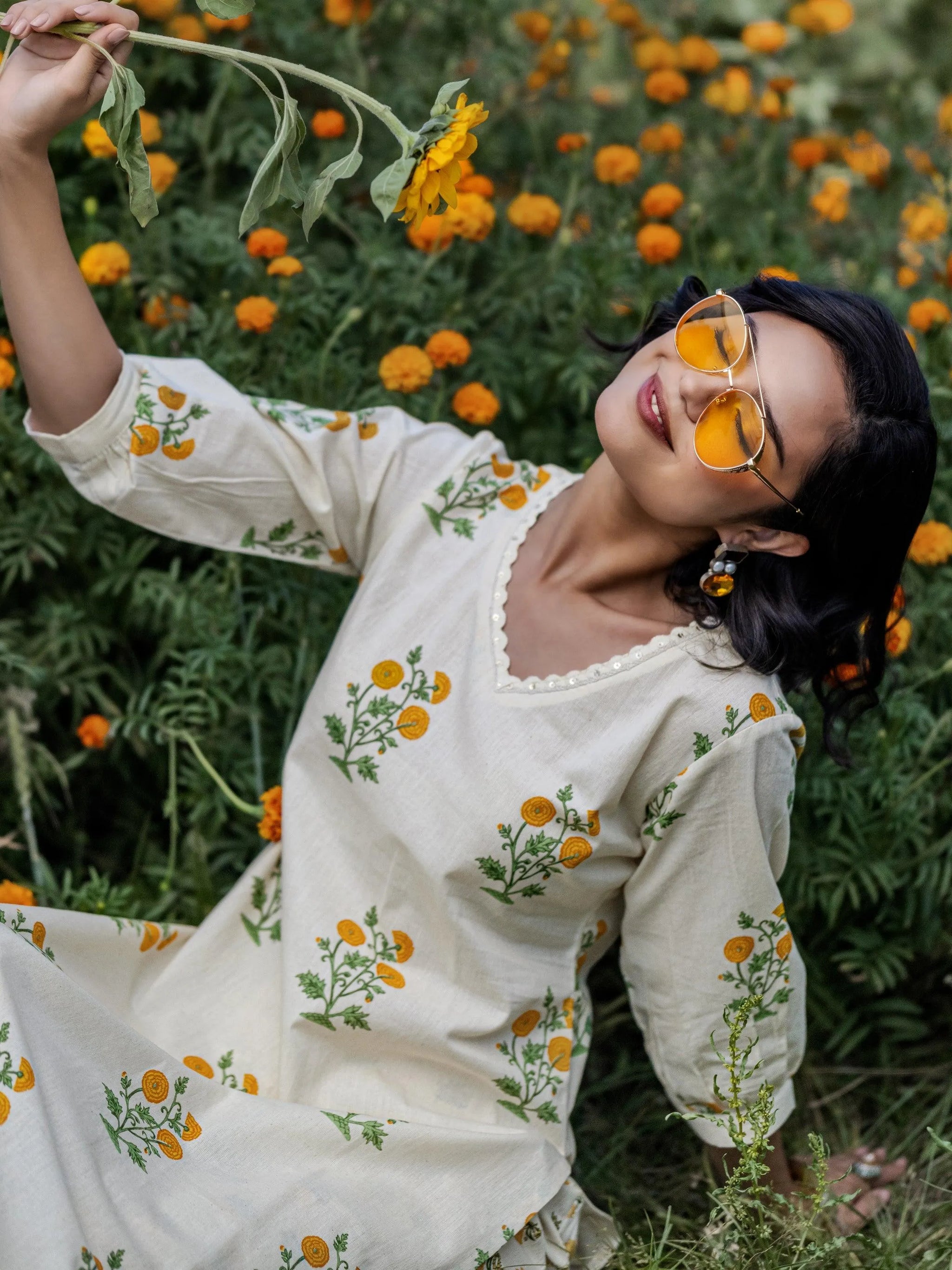 Libas Off white Printed Cotton Straight Kurta Set