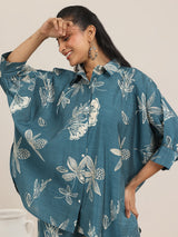 Libas Blue Printed Silk Blend Co-Ord Sets