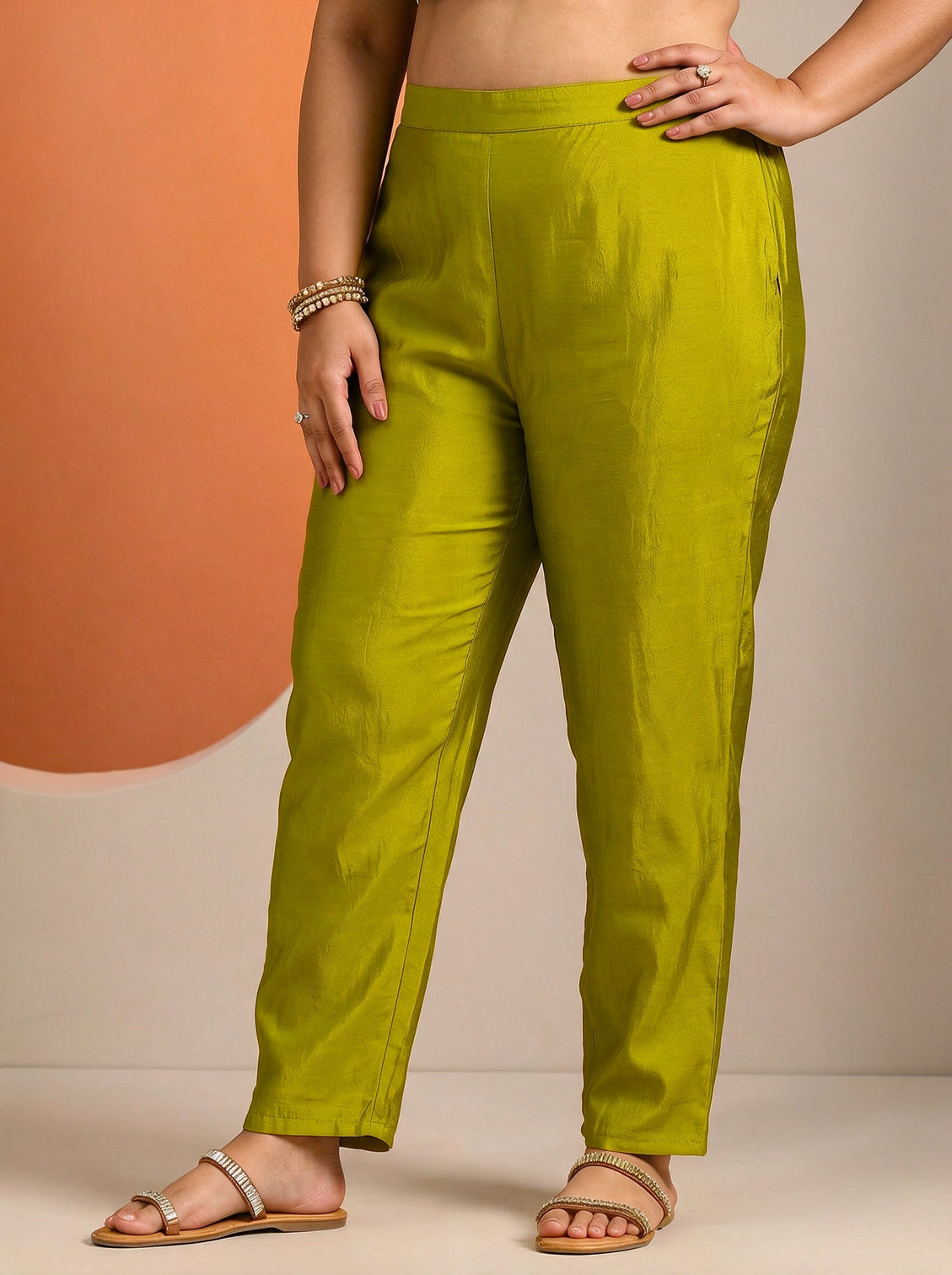 Plus Size Green Printed Silk Blend Straight Suit With Dupatta