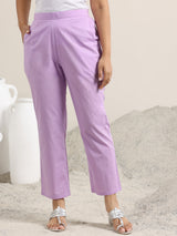 Libas Lavender Printed Cotton Straight Suit With Dupatta