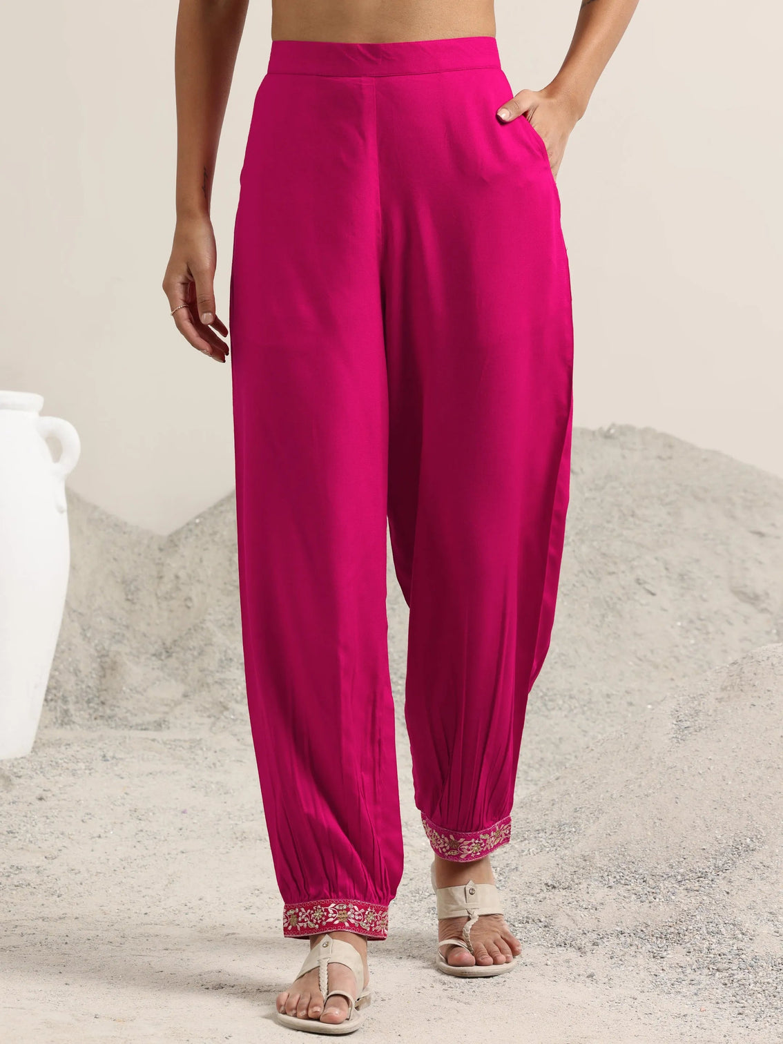 Mameraa Pink Embroidered Rayon Straight Suit With Dupatta