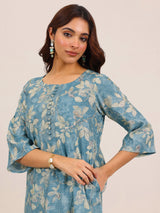 Libas Blue Printed Silk Blend Co-Ord Sets