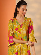 Libas Mustard Printed Rayon Co-Ord Sets